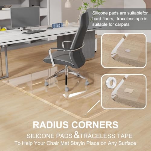 Image of MESAILUP Beveled Edge Office Chair Mat for Carpet or Hardwood Floor 36 inch x 46 inch Clear Chair Mats for a Smooth Glide and Easy Roll On /Off, Heavy Duty and Non-Slip Pad Floor Ultimate Desk Chair Mat