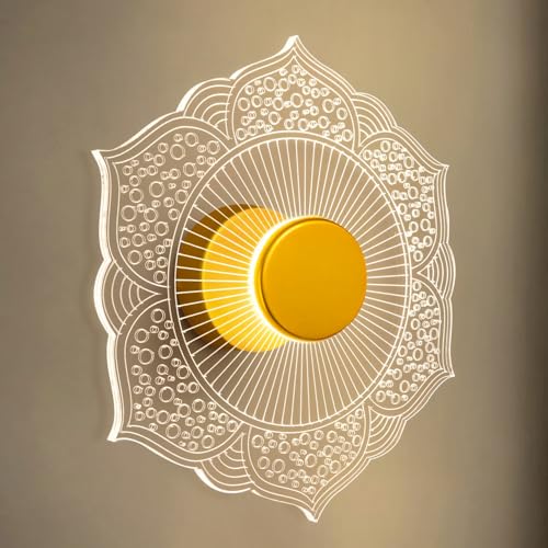 Image of Lamp master Florenza 3-in-1 LED Wall & Ceiling Light | Decorative Gold Mandala Lamp | Elegant Wall Sconce for Bedroom, Living Room, Hallway, Gallery | 1 Year Warranty