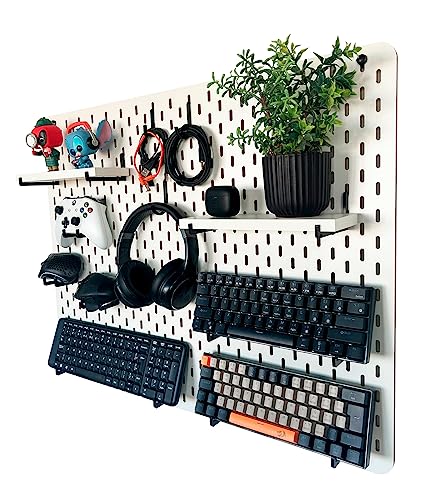 Peg Board home office setup gamer organizar perifericos (76x59cm, BRANCO)