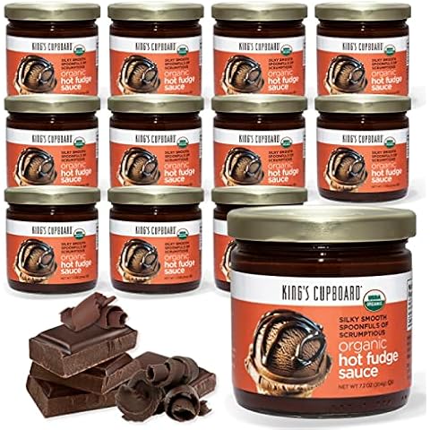 King's Cupboard Organic Hot Fudge Sauce - The Perfect Hot Chocolate Sauce for Topping Ice Cream & Desserts, Coffee Drizzle, Baking, Fondue, Gluten-Free, Kosher, All Natural, 7.2 oz - Pack of 12 Cover
