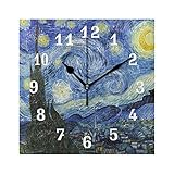 SEULIFE Wall Clock Van Gogh Starry Night, Silent Non Ticking Clock for Kitchen Living Room Bedroom Home Artwork Gift