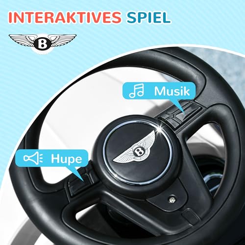 AIYAPLAY Bentley Bentayga Rutschauto, Rutscherfahrzeug mit Hupe und Musik, Kinderfahrzeug, Kinderauto mit Kippschutz für Kinder ab 18 Monaten Weiß 67 x 29 x 39 cm – Bild 5