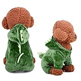 DERAYEE ペット 服 猫 犬 2026年 馬年 丙午 干支 ウサギに変身 年賀状 記念 撮影 秋 冬 防寒 フード付き ふわふわ コスチューム コスプレ 小型 お正月 (恐竜, M)