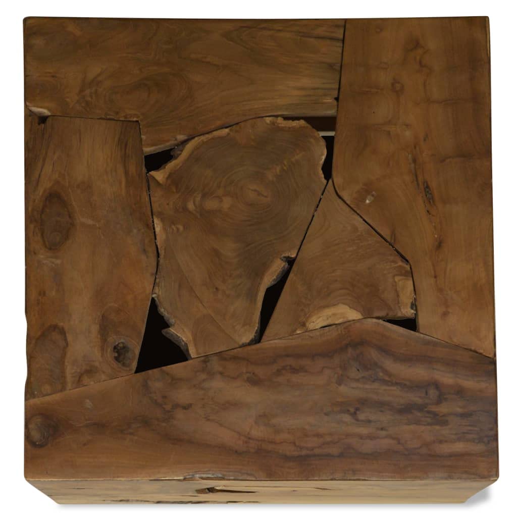 Stolik kawowy 50 x 50 x 35 cm z drewna tekowego, brązowy, kwadratowy stół, lite drewno, stolik pomocniczy, rustykalny stół, ręcznie wykonany, stabilny