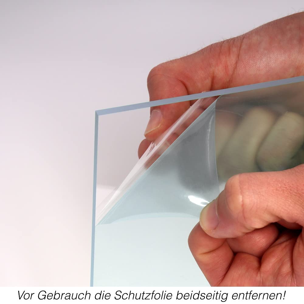 Cristal acrílico, transparente, resistente a los rayos UV, ambos lados cubiertos, en corte, 4 mm de grosor