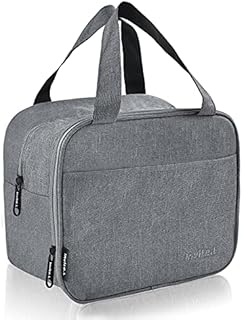 Insulated Lunch Bag, Packed Lunch Box Thermal Bag, Small Zipped Cooler Tote Bag Double-Layer Leak-Proof Waterproof Suit for Adult Kids Work Picnic and Travel (Grey)