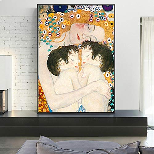 Affiche Gustav Klimt mère jumeaux, impression d'art sur toile