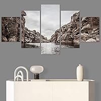 SIGNWIN 5 Panel Canvas Wall Art Modern Art Beach Dramatic Island Landscape Multicolor Photography for Home Decorations Ready to Hang - 60