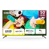 CHiQ 50 Zoll Fernseher,Rahmenlos Android LED TV,4K UHD Smart TV,HDR,Bluetooth5.0,Dolby Vision,Netflix,Prime Video,Youtube,Google Assistant,WiFi,LAN/HDMI/USB/CI+,Triple Tuner(DVB-T2/T/C/S2),Dolby Audio