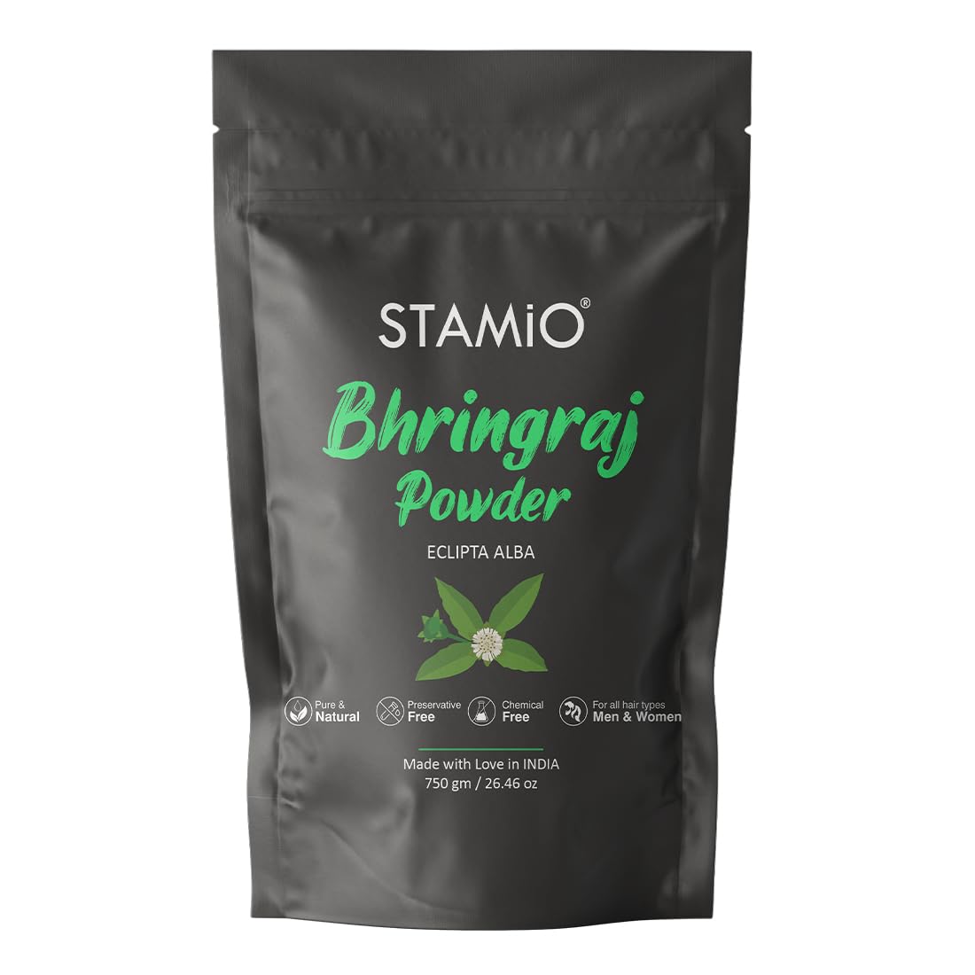 Bhringraj Powder 750 gm for Hair Mask, Pack, Scalp Health, Nourihment, Anti-Dandruff | Natural Eclipta alba/False Daisy/Karisalankanni/Gunta galagaraku | In Pouch 26.46 oz-image-2