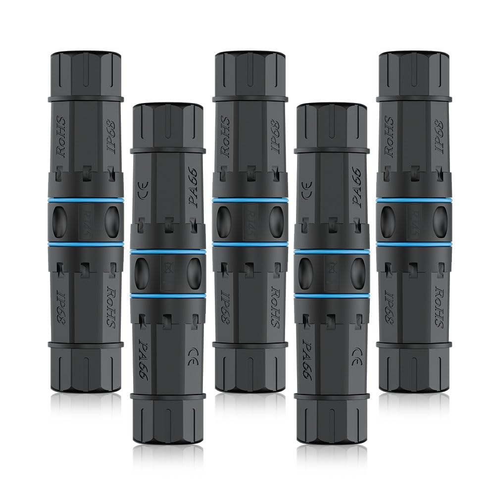 KASTWAVE Waterproof RJ45 Coupler, 5 Pack Shielded Female to Female Ethernet Coupler, IP68 Outdoor Ethernet Outdoor LAN Cable Connector for Cat5e Cat6 Cat7 Ethernet Cable