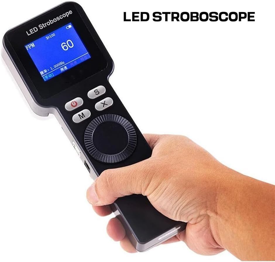 Handheld Stroboscope LED Digital Strobe Light Tachometer Non Contact Motor Engine Speed Analyzer for Gears, Tires to Measure - Range 1-999999 RPM