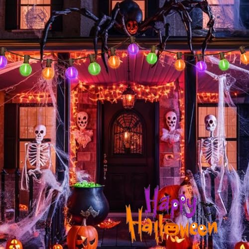 LAMPHOME Globe Outdoor Halloween String Lights, 26FT Patio Lights with 12+1Edison Shatterproof Bulbs(1Spare), connectable Dimmable for Backyard Porch Decor,Orange Green Purple LAMPHOME Globe Outdoor Halloween String Lights, 26FT Patio Lights with 12+1Edison Shatterproof Bulbs(1Spare), connectable Dimmable for Backyard Porch Decor,Orange Green Purple