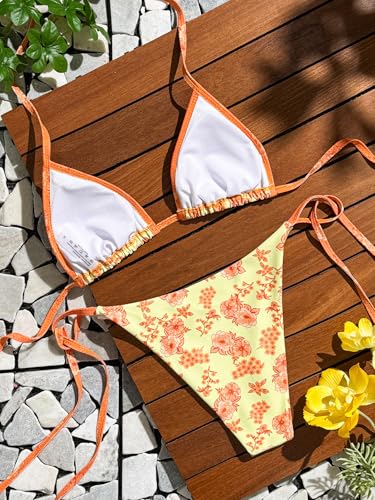 Image of BYFINECANY Women's Floral Printed Bathing Suit Halter Paisley Summer Swimsuit Bikinis Set