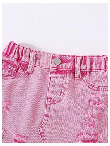 Image of WDIRARA Girl's 2 Piece Outfit Ripped Button Front Long Sleeve Denim Jackets and Mini Skirts Set