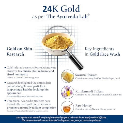 Image of Blue Nectar Gold Swaran Bhasam Face Wash for Glowing Skin | Ayurvedic Gentle Cleanser for Oily & Dry Skin | Daily Face Wash for Women & Men (10 Herbs, 200 ml)