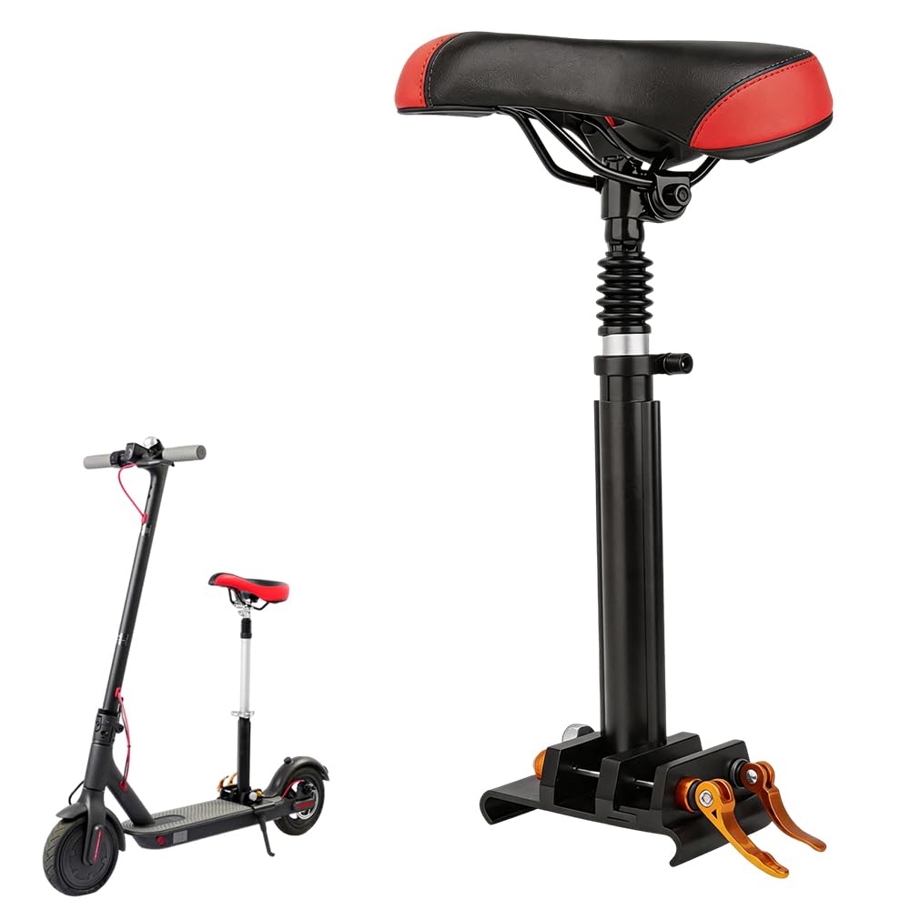 Sedile per Monopattino Elettrico, Sellino Monopattino Elettrico, Sella Scooter Elettrico con Ammortizzatori a Molla, Altezza Regolabile 42-65cm, Larghezza Base 15cm