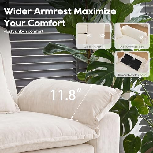 Image of URRED Oversized Modular Sectional Sofa,White:87 inch L Shaped