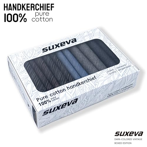 Image of Men's 12pcs 100% Cotton Checkered Handkerchiefs Gift Box, 15.75 Inch Soft Breathable Absorbent Large Pocket Squares