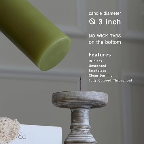 Miniatura 17 de MOZEAL Velas de pilar extra grandes de color borgoña de 4" x 10" (juego de 2), sin perfume, sin goteo, sin humo, de larga combustión limpia, velas