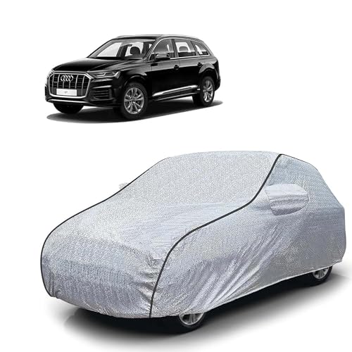 Image of Sulfar 100% Waterproof Car Body Cover Compatible with Mirror for Audi Q7 (Triple Stitched, Full Bottom Elastic, Magic Silver with Black Piping)