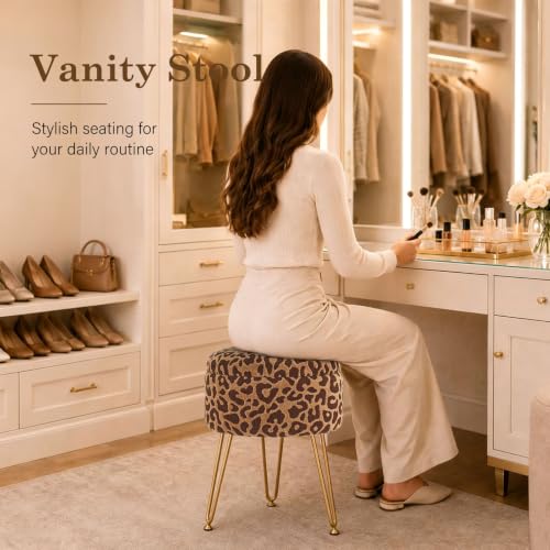 Image of Ottomans Round Ottoman with Storage Footstools Vanity Chair