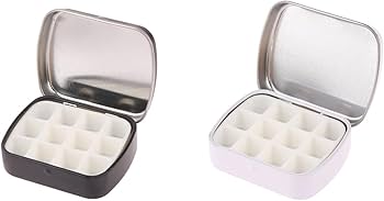 Amazon | 2個り パレット 蓋付き 空の水彩パレット缶 12色 小さい