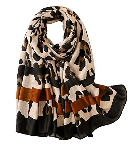 stylesilove Spring Summer Leopard Animal Printed Scarf Lightweight Wrap Shawl for Women Girls