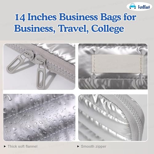 Image of FunBlast Padded Laptop Cover Bag - Laptop Sleeve Bag, Multifunctional Shockproof, Waterproof Laptop Case, 14 Inches Business Bags for Business, Travel, College (Silver)