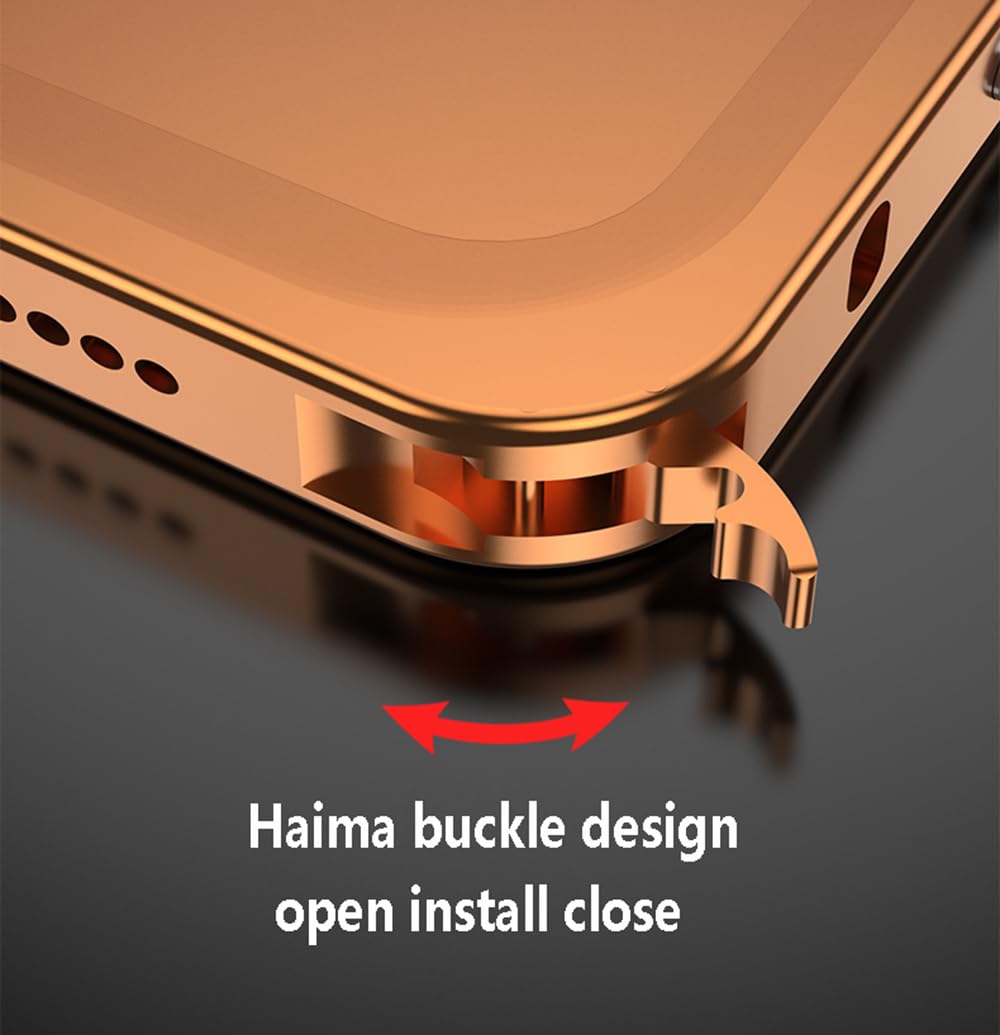Custodia protettiva per iPhone 17 Pro, telaio in lega di alluminio aeronautico, antiurto, senza cover posteriore, design con dissipazione del calore (arancione)