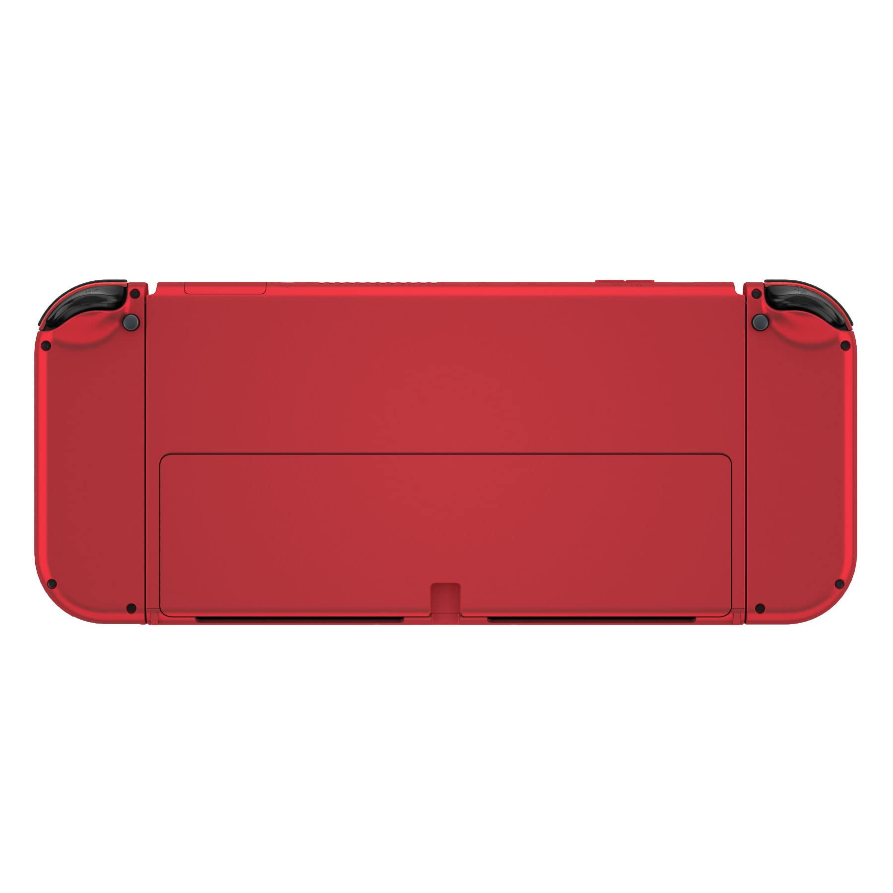 eXtremeRate Cover Pulsanti Tasti Ricambio per Nintendo Switch OLED Console Joycon,Custodia Posteriore Controller Scocca&Supporto Kickstand Metallo per Nintendo Switch OLED-Rosso Vampiro