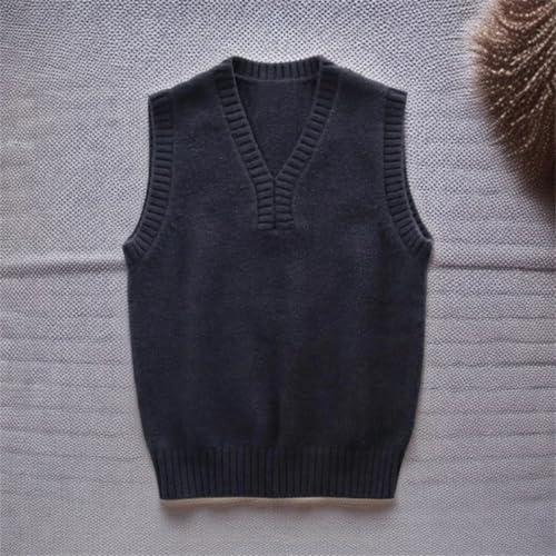 Men's Knit Sweater Vest Slim Fit Waistcoat Sleeveless Solid Color V-Neck Vintage Loose Fit Sweater Tops4