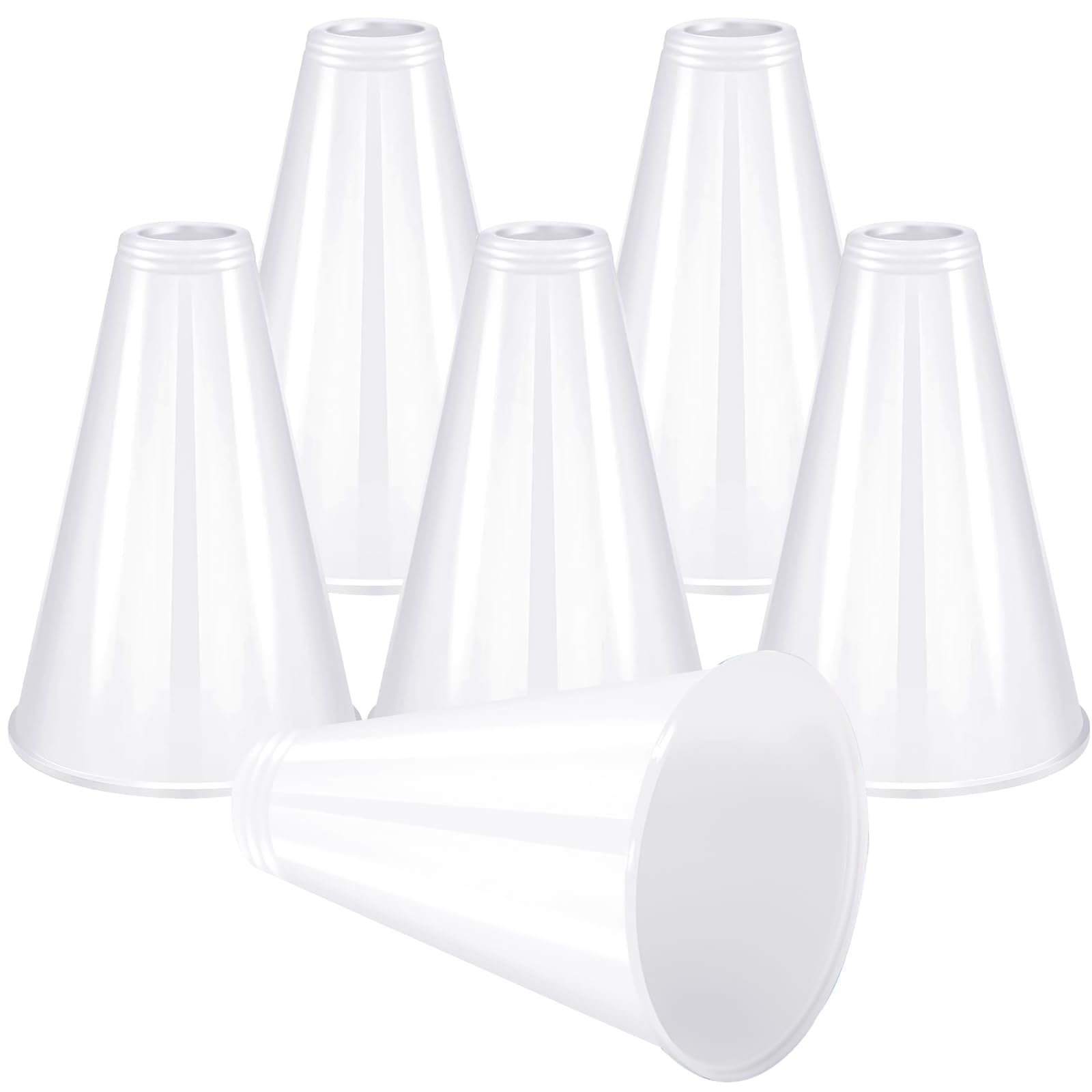 6 Pcs Cheer Megaphone for Party White Plastic Megaphone DIY Accessory for School Outdoor Activities Party Favors Sports Match Game (6 Pcs, White)