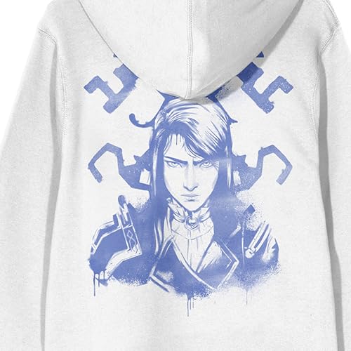 League Of Legends Arcane Caitlyn Adult White Long Sleeve Hooded Sweatshirt4
