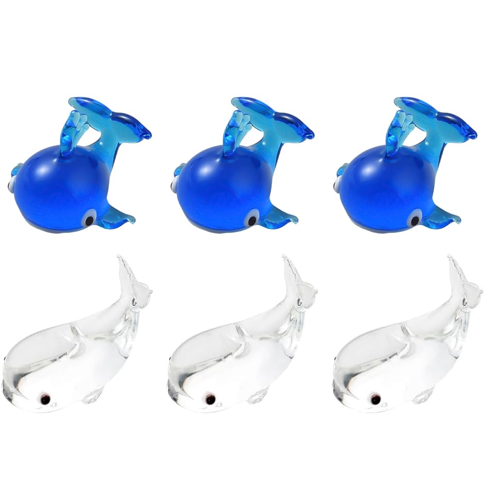 Figurines de baleine en verre soufflé bleu clair : mini animaux marins décoration maison