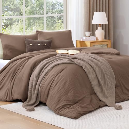Full Comforter Set-3 Pieces Soft Brown Comforter Full Size Bedding by WRENSONGE - Used condition - Image 2