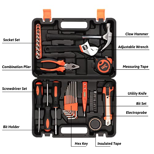 image for Yougfin 38-Piece Household Tool Set | Basic Hand Tools Kit with Toolbo