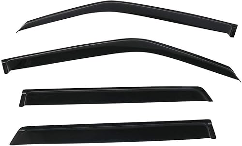 IKON MOTORSPORTS Visera de ventana externa con cinta, compatible con Nissan Jeep 2011-2017, estilo delgado, acrílico, teñido de humo y