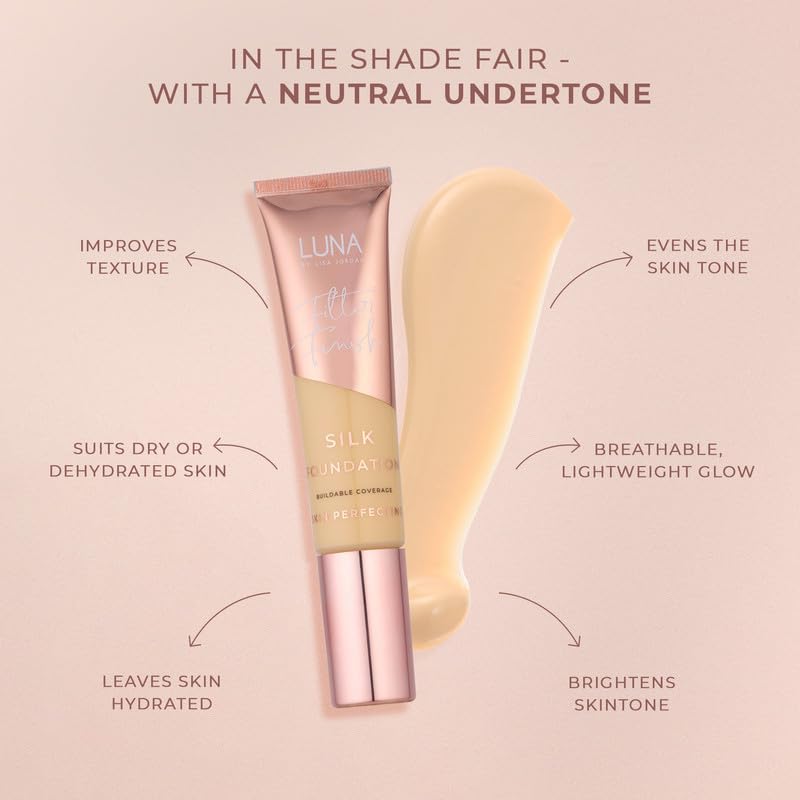 LUNA Silk Foundation in FAIR Shade, Contains Hyaluronic Acid, Vitamin C & A, Aloe Vera, and Shea Butter - Image 3