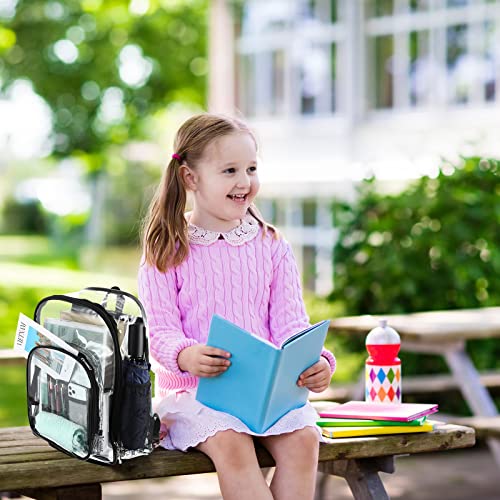 Image of Sadnyy 12 Pcs Clear Backpacks Bulk, Large Students School Bags, 17 inch, Black | PVC See Through Backpack, Transparent Bookbag for Donation Events, Classroom Stadium Supplies, Work Group Use