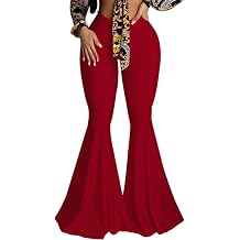 Women High Waisted Flared Pants Solid Color Plus Size Bell Bottom Leggings