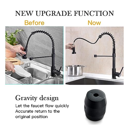 Grifo de cocina negro con resorte extraíble y monomando giratorio 360 3