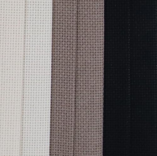 Image of KCS 4 /6 pc of 12 inch x 18 inch(30cmx45cm) 16 Count Cotton Aida Cloth Cross Stitch Fabric (6 pc,Ecru+Coffee+Black)