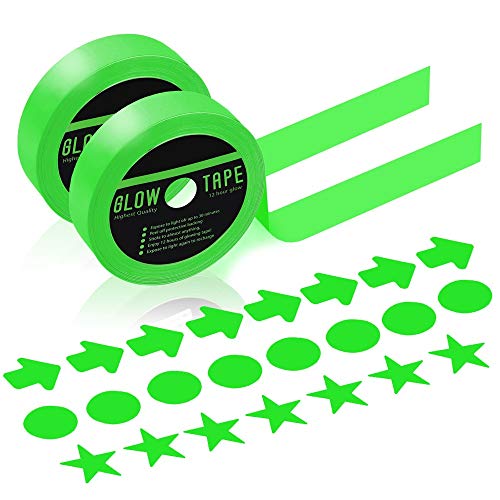 Sunmerit 2 Pack 33 ft x 1 Inch Glow in The Dark Tape