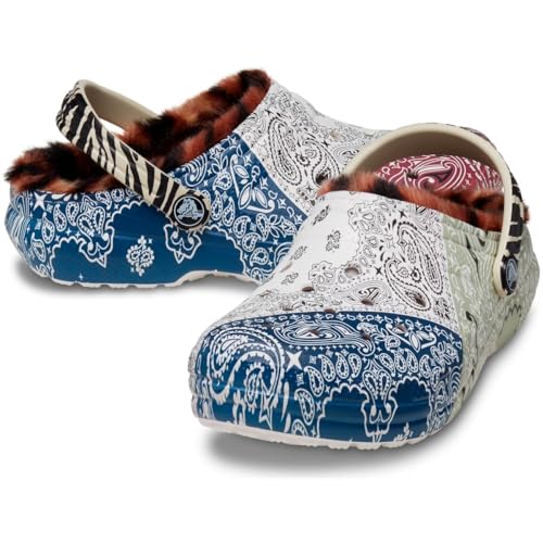 Image of Crocs Unisex-Child Zappos Print Lab: Gone Wild Classic Lined Clogs, Multi /Bandana /Animal Mix Print, 2 Little Kid
