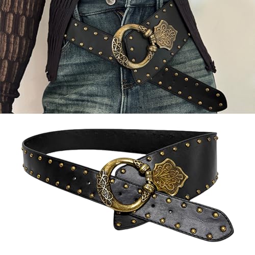 Rivet Studded PU Corset Adjustable Waistband Wide Belt Women Men Cincher Cool Waistband Punk Styles Waist Decoration2