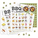 BBQ Bingo Cards for Adults, Summer Barbecubes Bingo Games for Family Friends, Summer Camping BBQ Party Decorations Supplies Favors, Travel Game Card for Outdoor Indoor, 24 Players Game Cards -02