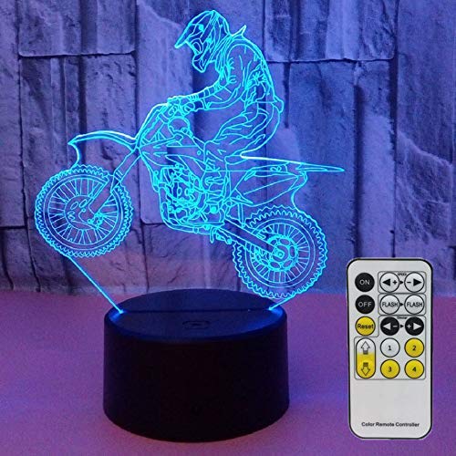 AidoolNight Lights for Kids Motocross Lamp 3D Night Light Bedside Lamp 7 Colors Changing with Remote Control Best Birthday Gifts for Boys Girls Kids Baby