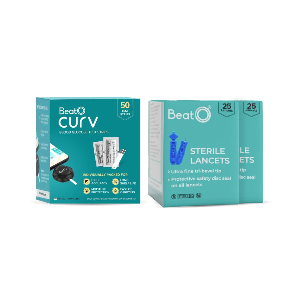 BeatO CURV - Glucometer Test Strips | Blood Glucose Test Strips for Glucometer Machine (50 Test Strips Only)