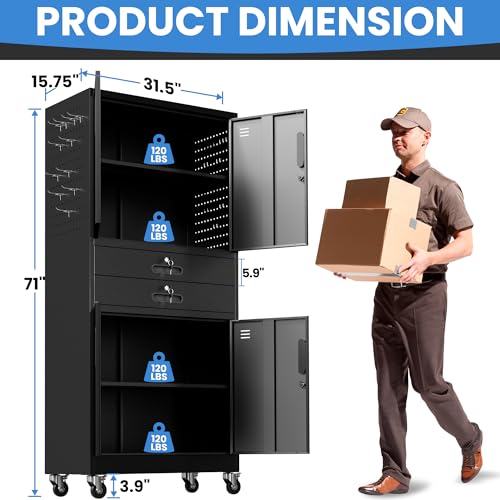 Image of Metal Storage Cabinet for Garage, Tool Cabinet, Utility Cabinet
